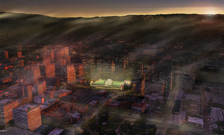 A city with a river running through it.